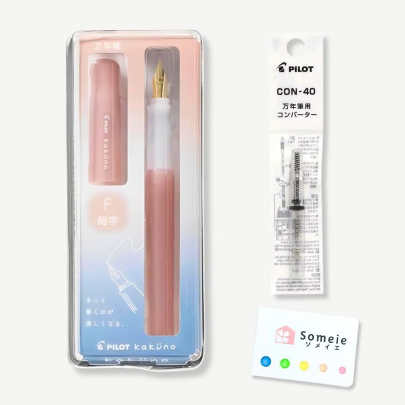 Pluma estilográfica Someie Kakuno Fine rosa + convertidor
