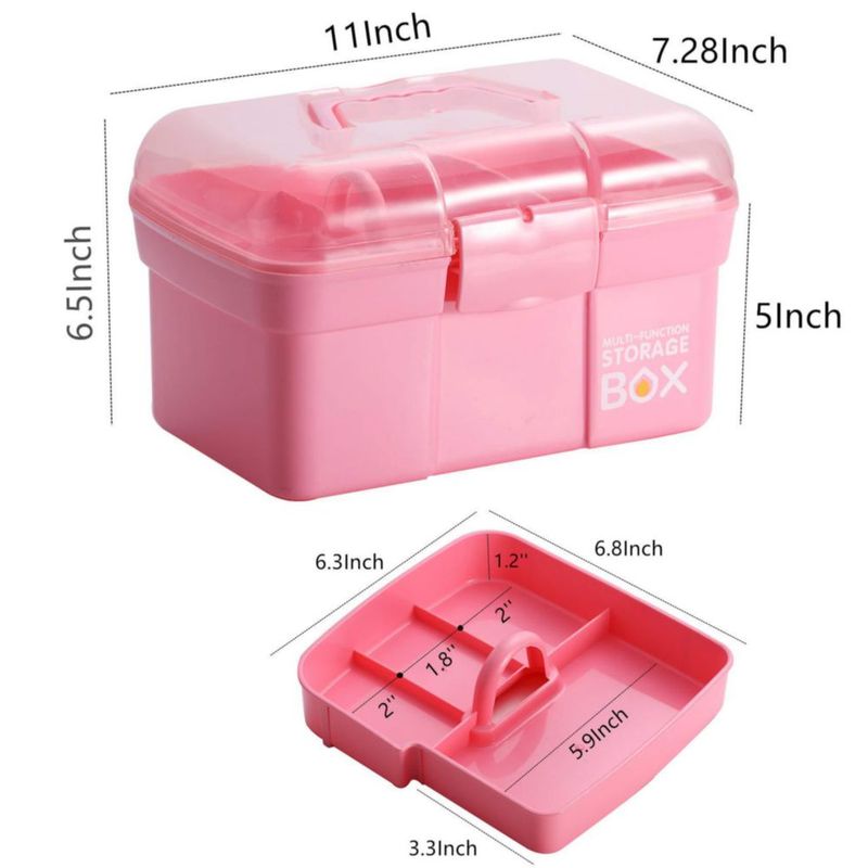 Caja de Almacenamiento Kinsorcai 27 cm Rosa con Bandeja