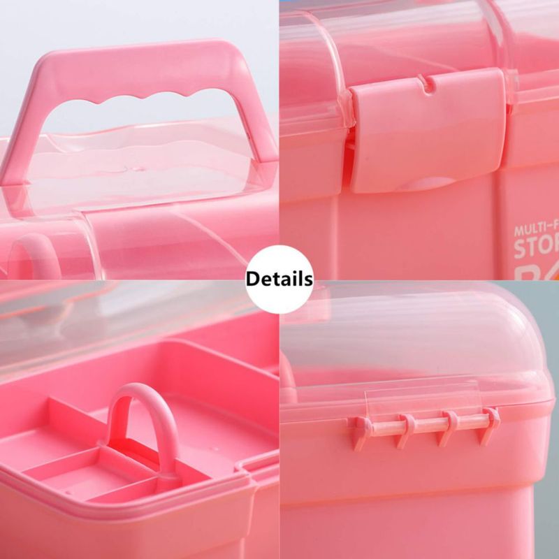 Caja de Almacenamiento Kinsorcai 27 cm Rosa con Bandeja