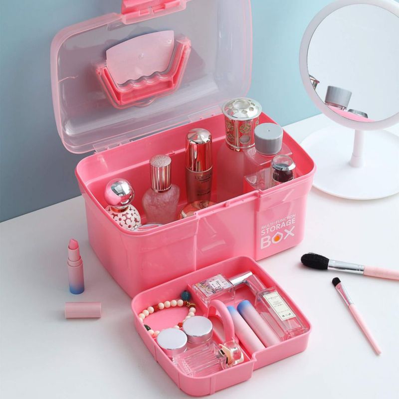 Caja de Almacenamiento Kinsorcai 27 cm Rosa con Bandeja