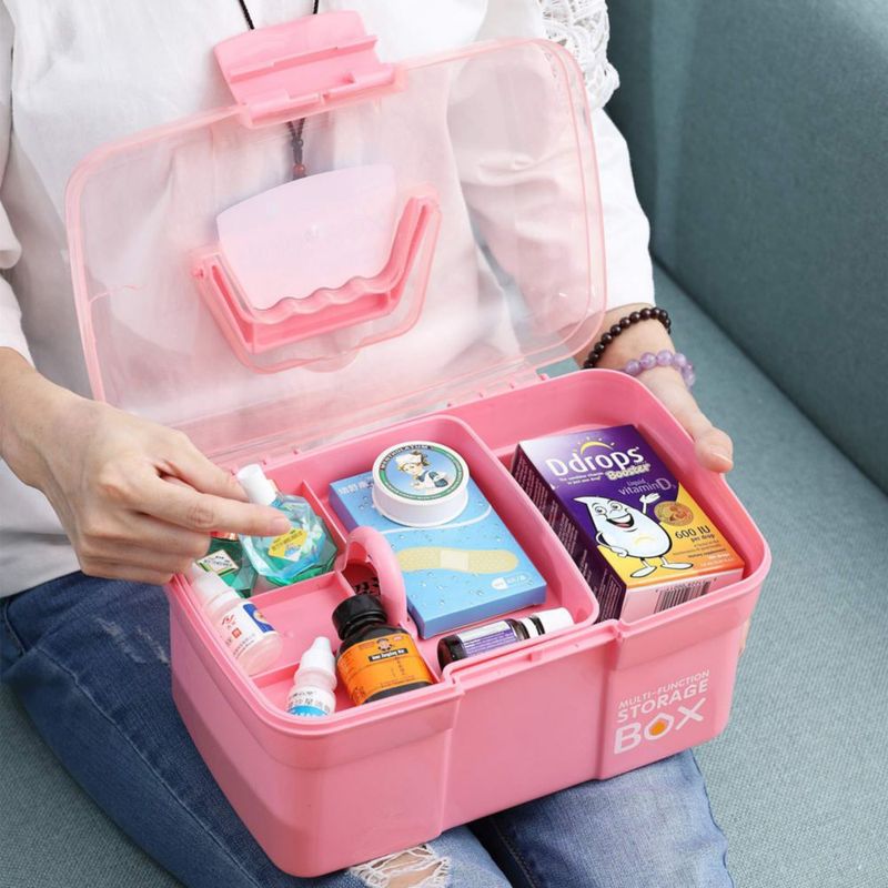 Caja de Almacenamiento Kinsorcai 27 cm Rosa con Bandeja