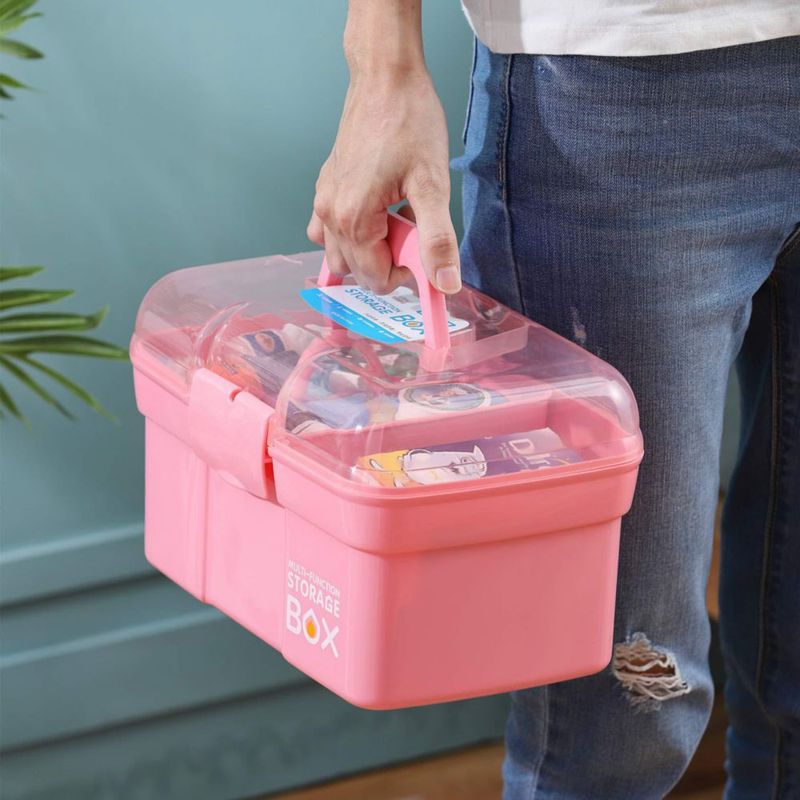 Caja de Almacenamiento Kinsorcai 27 cm Rosa con Bandeja