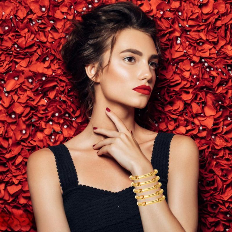 Pulsera YBMYCM 5 piezas dorada estilo chunky apilable