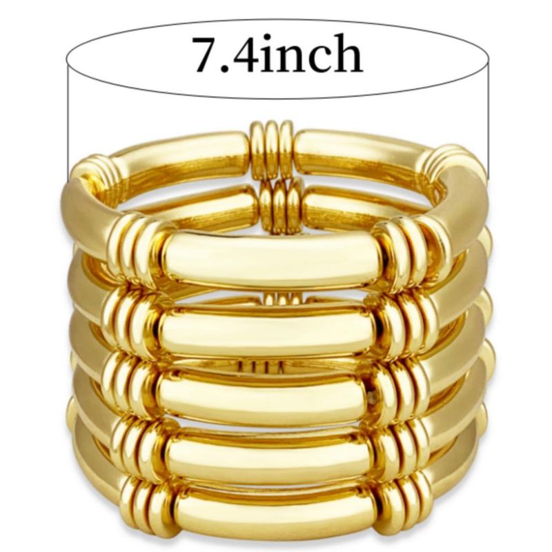 Pulsera YBMYCM 5 piezas dorada estilo chunky apilable