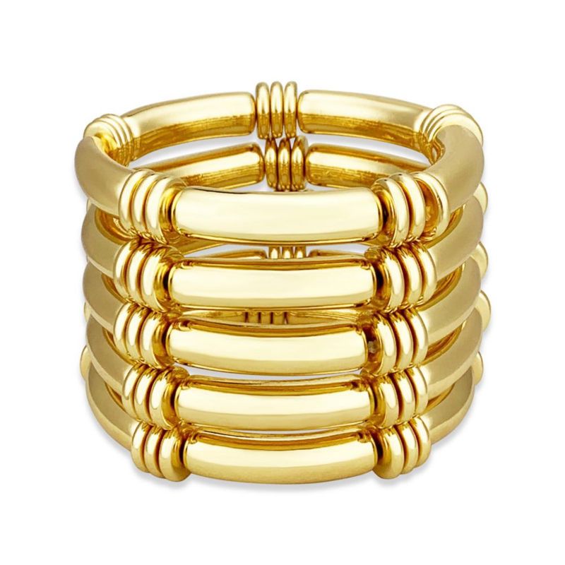 Pulsera YBMYCM 5 piezas dorada estilo chunky apilable