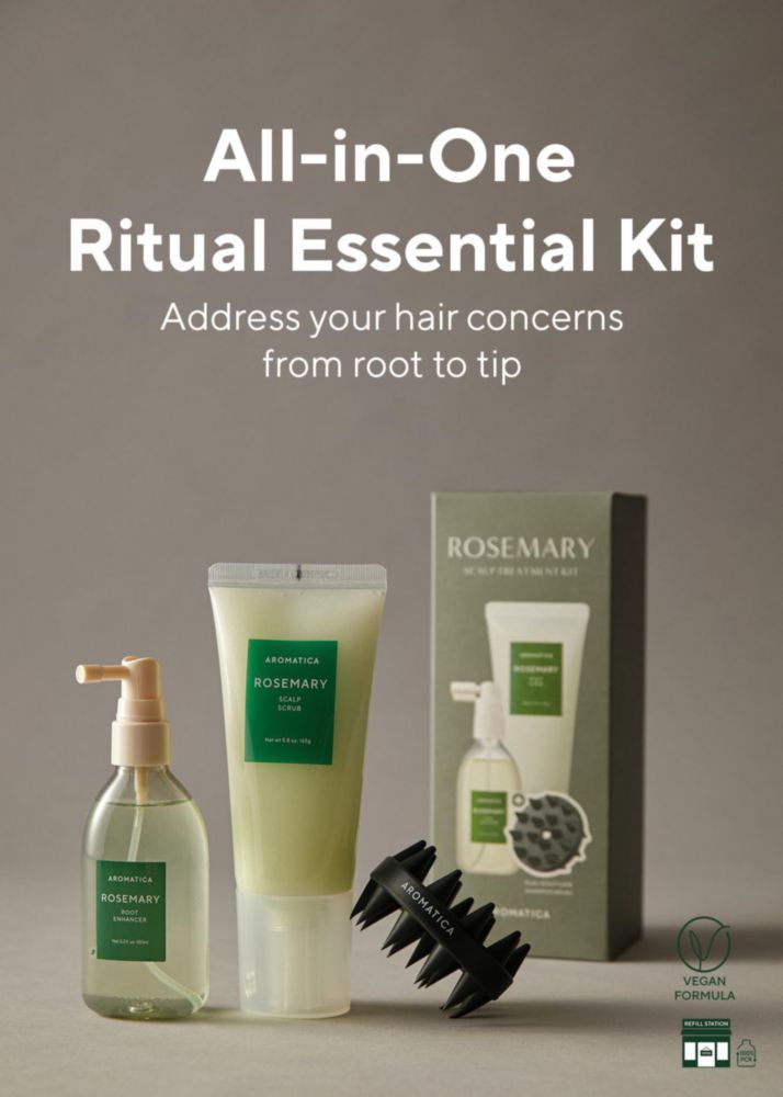 Set de Cuidado del Cuero Cabelludo AROMATICA Romeró Cepillo Dual