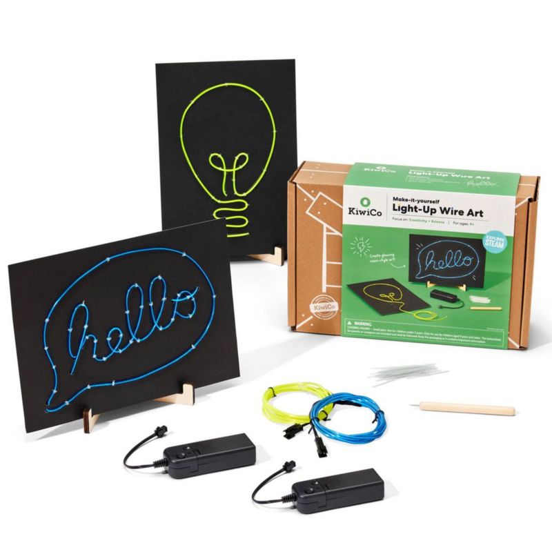 Kit de arte con alambre iluminado KiwiCo letreros electroluminiscentes DIY