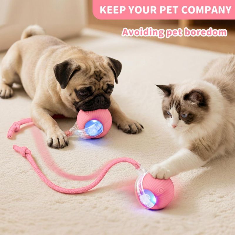 Juguete automático de bola rodante rosa MAXTOOA para gato