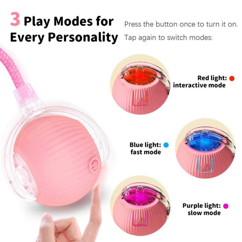Juguete automático de bola rodante rosa MAXTOOA para gato