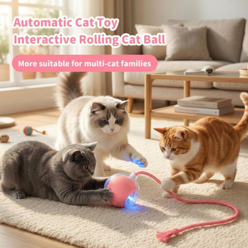 Juguete automático de bola rodante rosa MAXTOOA para gato