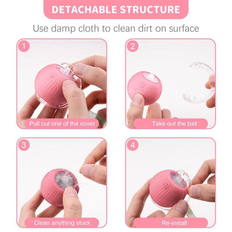 Juguete automático de bola rodante rosa MAXTOOA para gato