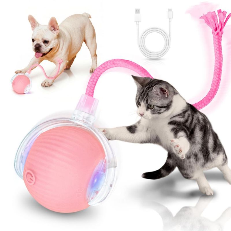 Juguete automático de bola rodante rosa MAXTOOA para gato