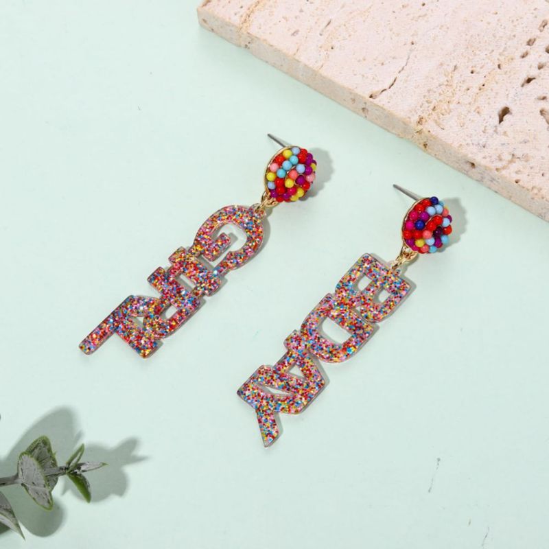 Arete LENOOCLE 6 cm BDAY Acrílico Brillante
