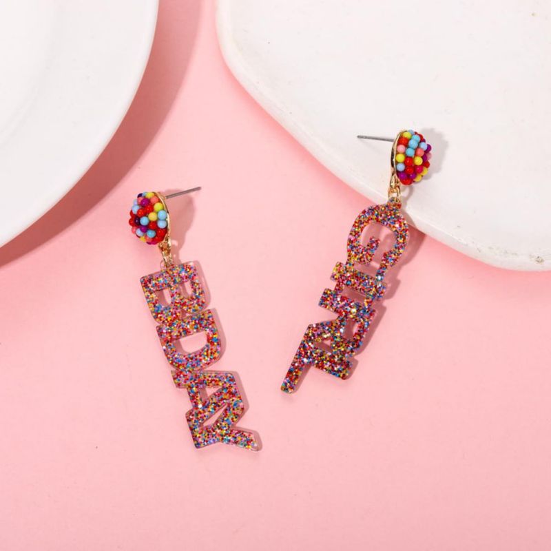 Arete LENOOCLE 6 cm BDAY Acrílico Brillante