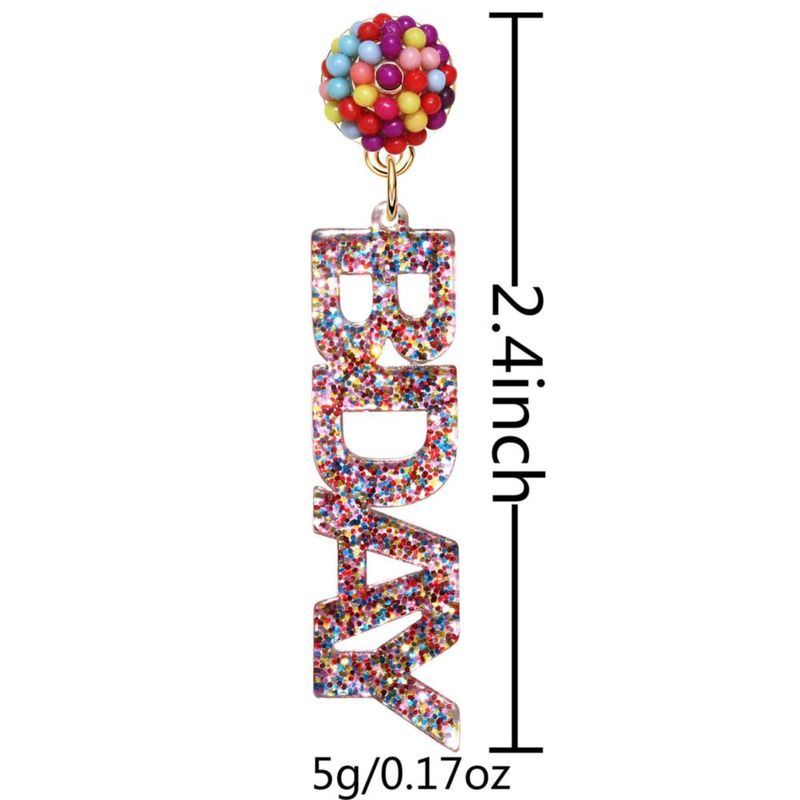 Arete LENOOCLE 6 cm BDAY Acrílico Brillante