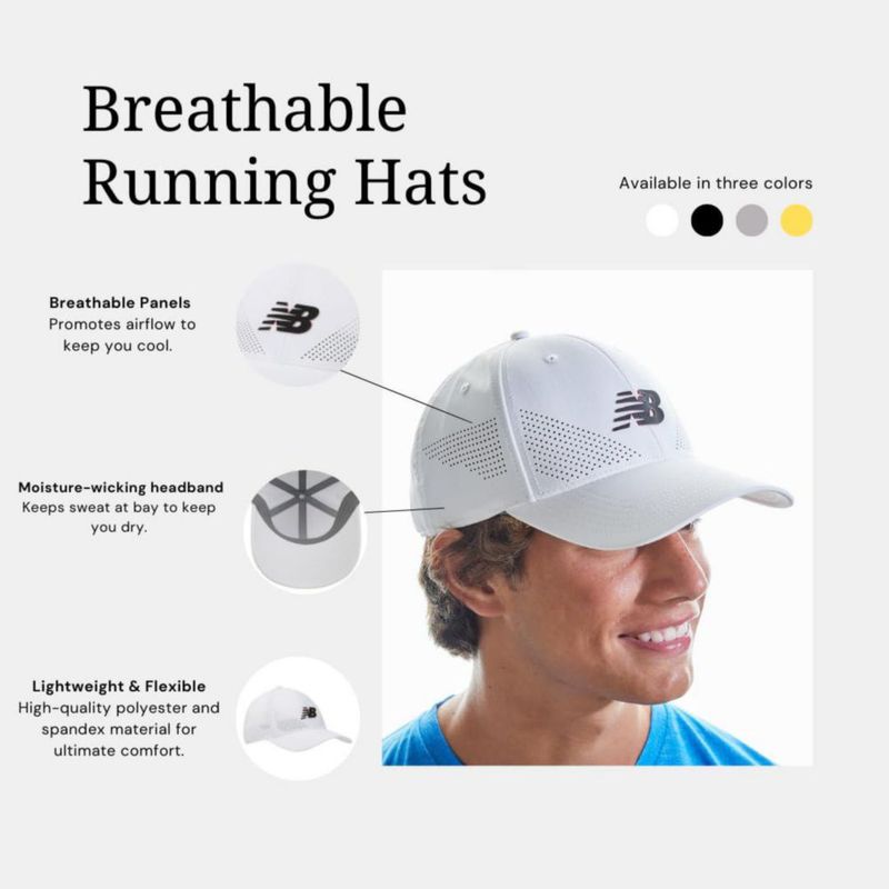 Gorra New Balance gris de malla elástica ajustable (58 cm)