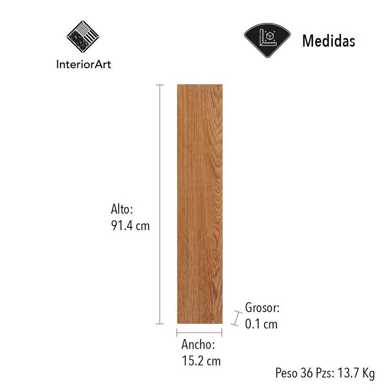 Piso Vinílico Autoadhesivo Tipo Duela 5 m² (36 Piezas) PVC Café Oscuro