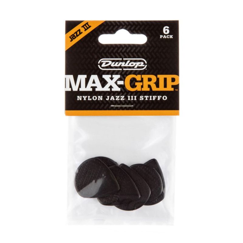 Púas para guitarra Jim Dunlop Max Grip Jazz III 138 mm paquete de 6
