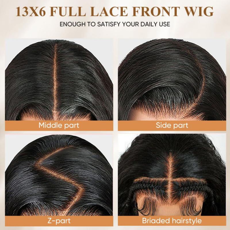 Peluca DGVATF de 76 cm con Encaje Frontal HD y Ondas Corporales de Cabello Humano