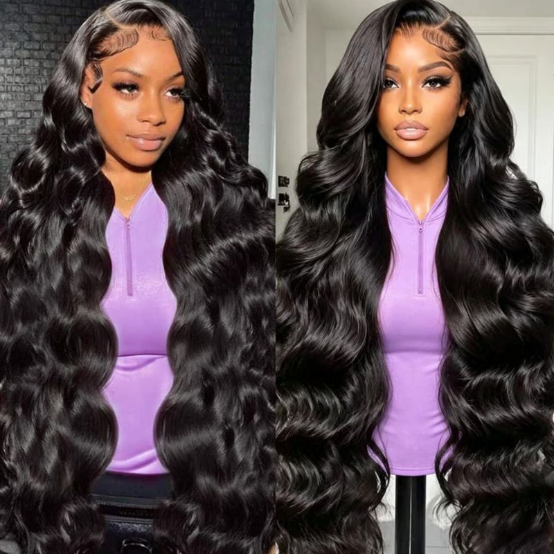 Peluca DGVATF de 76 cm con Encaje Frontal HD y Ondas Corporales de Cabello Humano