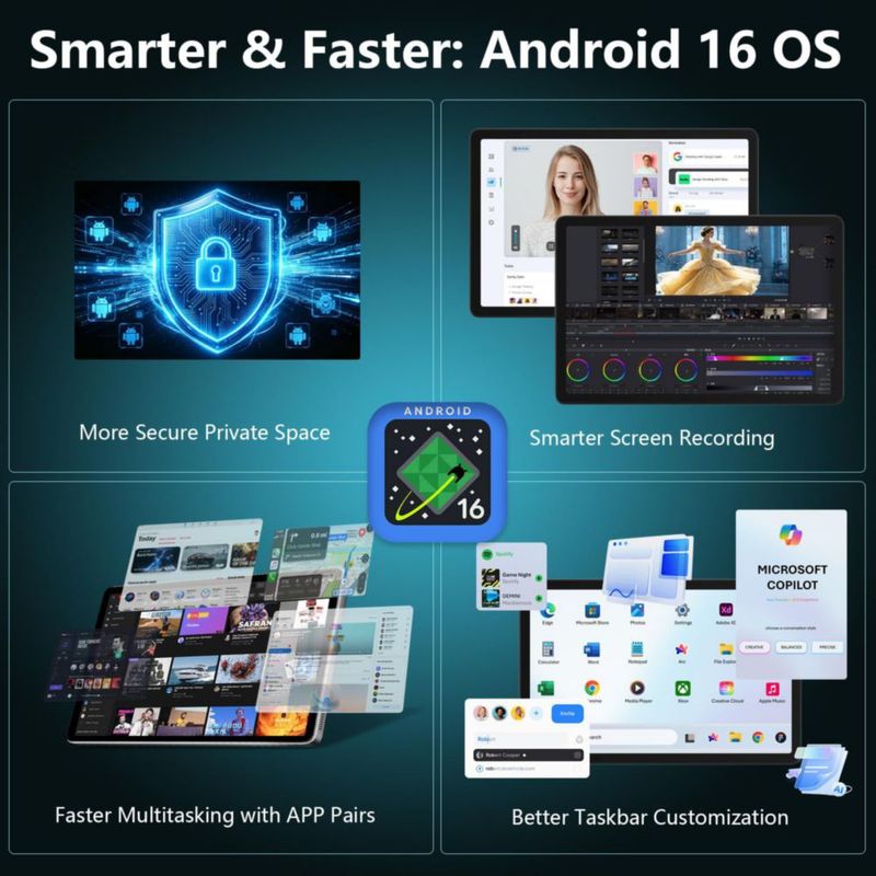 Tablet UBDXBD 25 cm Android 16 24 GB+128 GB+2 TB