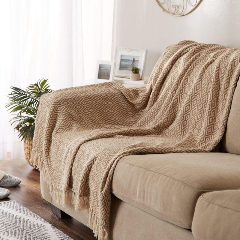 Manta DII Rustic Farmhouse tejida con doble diamante