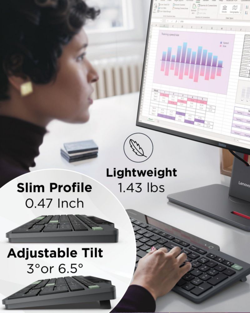 Teclado Lenovo 800 Inalámbrico Bluetooth 5.1 Gris