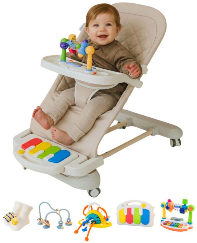Columpio para bebé Cuddo Baby Montessori con piano sensorial - caqui