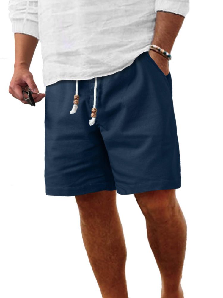 Shorts de algodón y lino Comdecevis 4XL azul marino