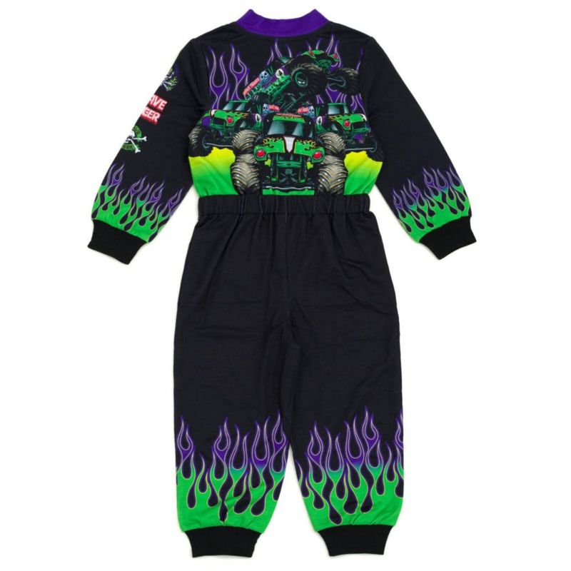 Overol Monster Jam Grave Digger para niños pequeños de 6 años negro y morado