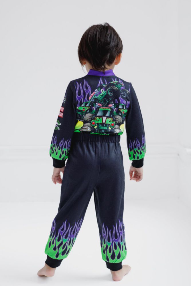 Overol Monster Jam Grave Digger para niños pequeños de 6 años negro y morado
