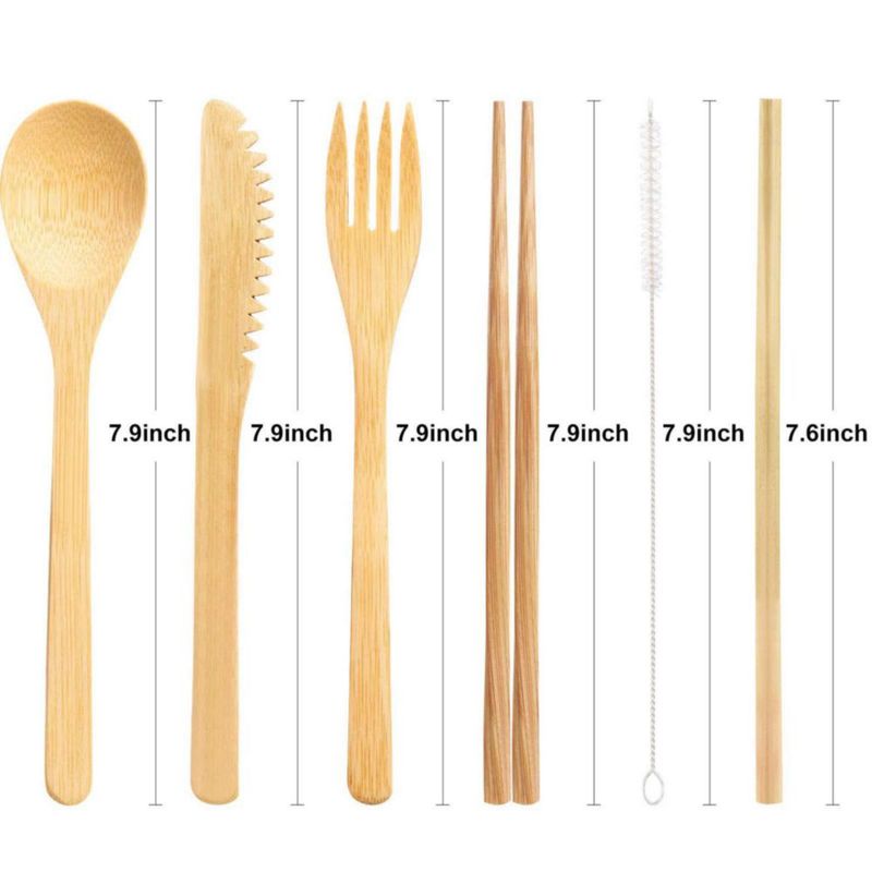 Utensilios Boao de bambú 20 cm – 4 juegos estilo chic