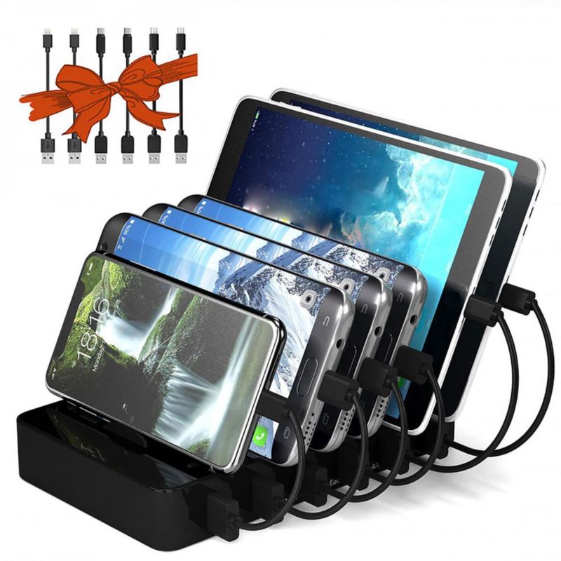 Estación de carga Chargeknight con 6 puertos USB de 50 W para varios dispositivos