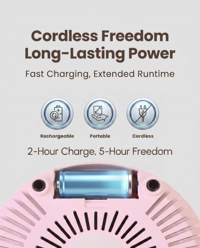 Colector de polvo para uñas VELAVEYOR recargable sin cable rosa