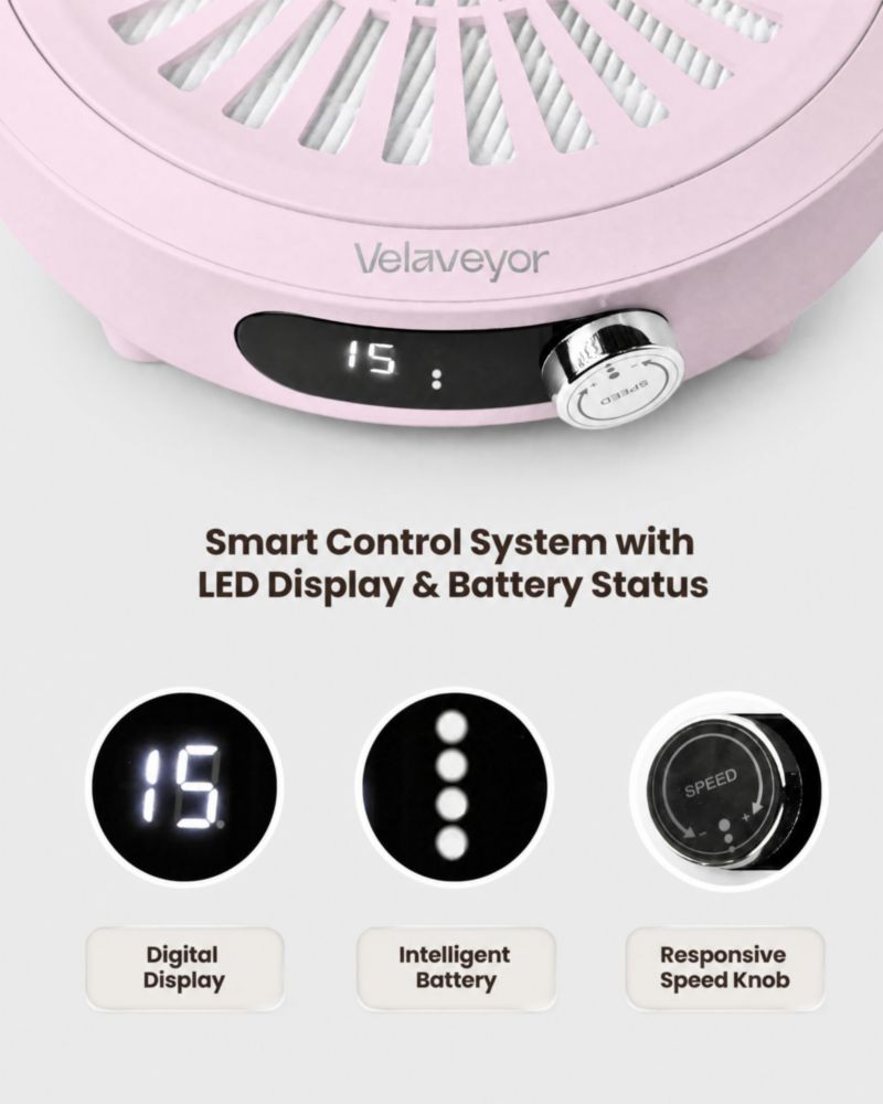 Colector de polvo para uñas VELAVEYOR recargable sin cable rosa