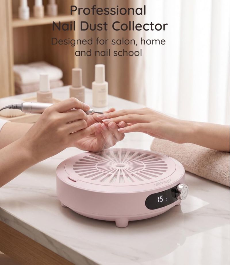 Colector de polvo para uñas VELAVEYOR recargable sin cable rosa