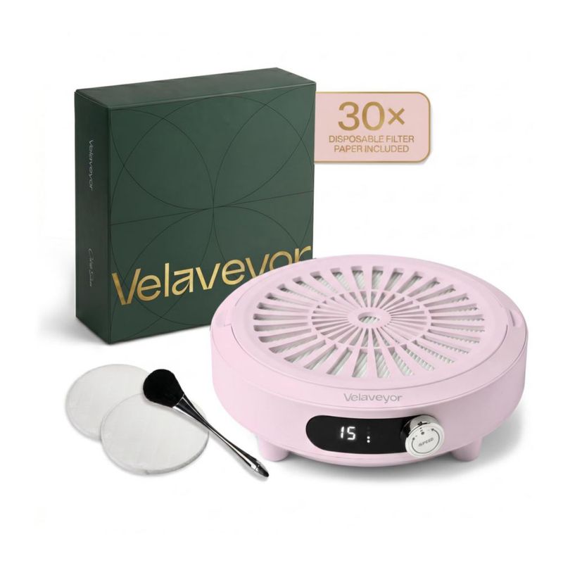 Colector de polvo para uñas VELAVEYOR recargable sin cable rosa