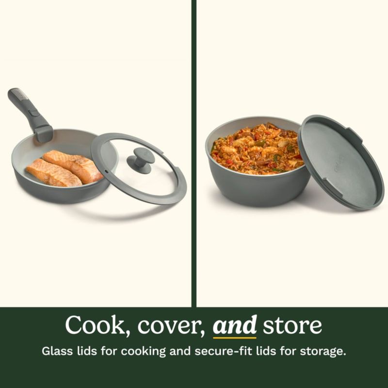 Juego de ollas y sartenes cerámicas Cuisinart ClickSmart 13 piezas color Earl Grey D53C-13DG
