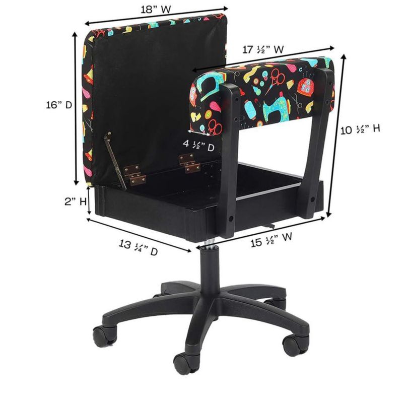 Silla de costura Arrow Sewing H7013B altura ajustable con almacenamiento