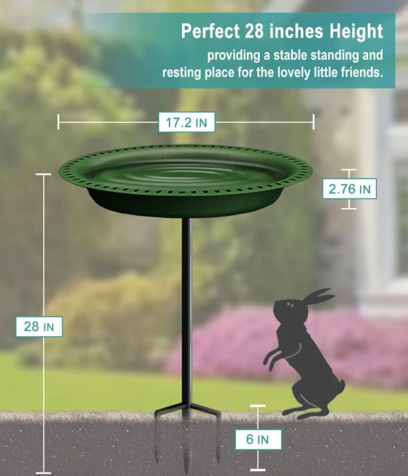 Bebedero para pájaros Garbuildman XL independiente verde metal 71 cm