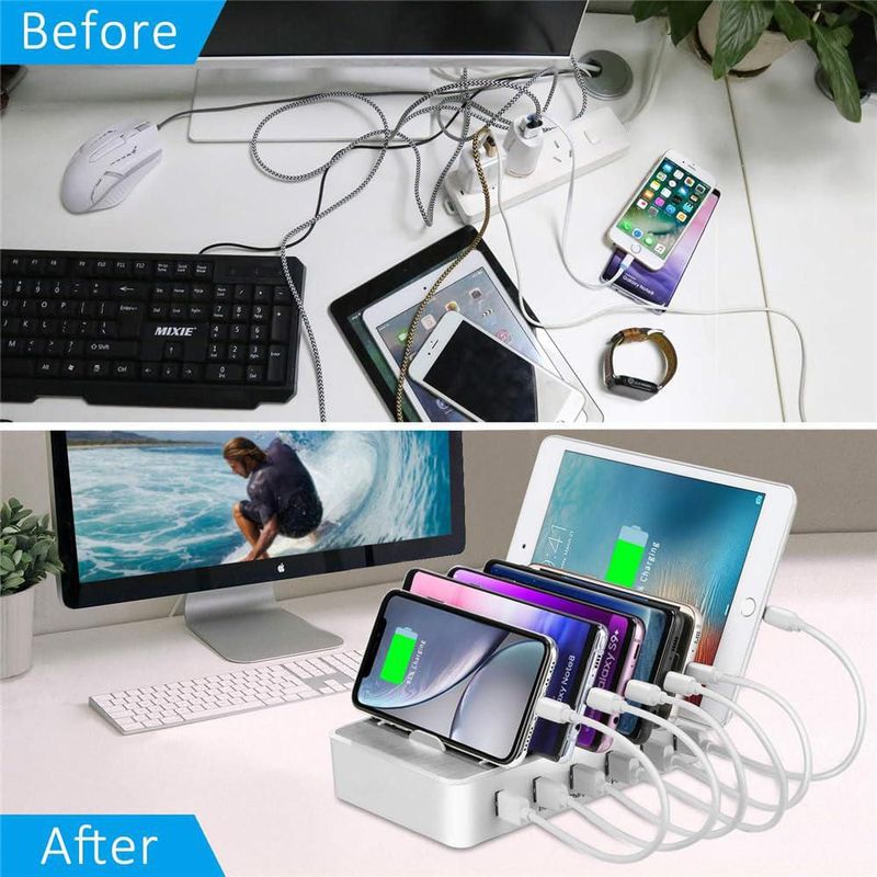 Estación de carga Chargeknight con 6 puertos USB de 50 W para varios dispositivos