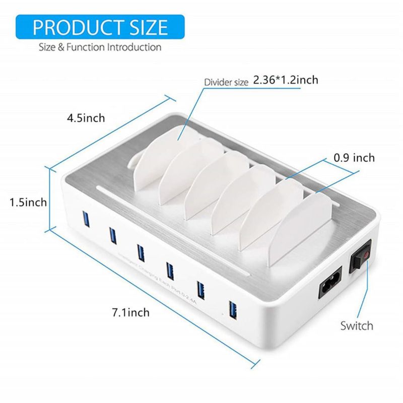 Estación de carga Chargeknight con 6 puertos USB de 50 W para varios dispositivos