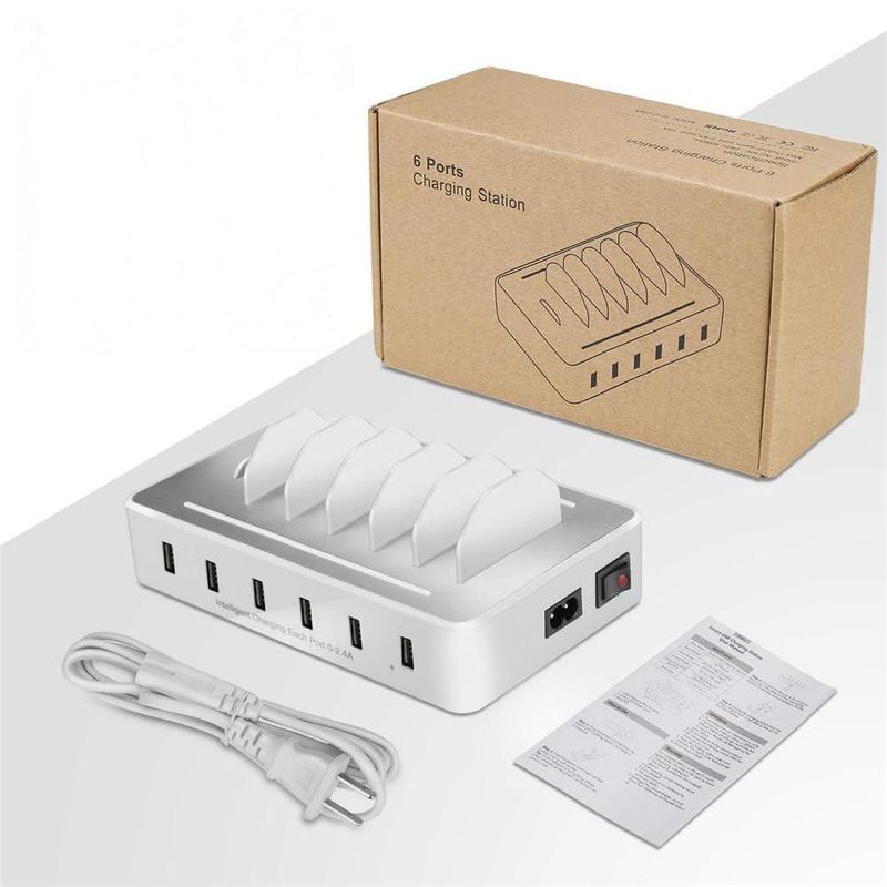 Estación de carga Chargeknight con 6 puertos USB de 50 W para varios dispositivos