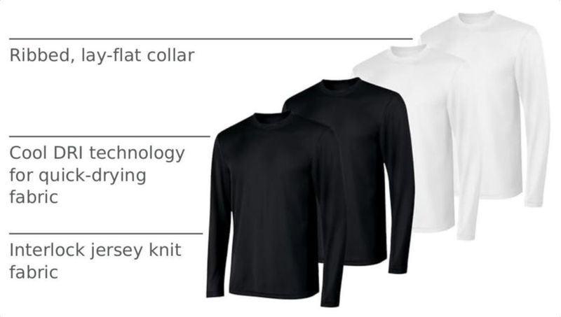 Camiseta Hanes Sport de Secado Rápido de Manga Larga - Pack de 4