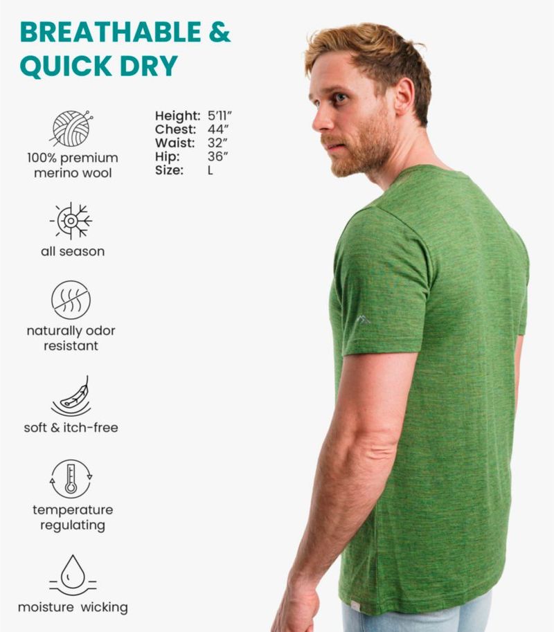 CAMISETA Merino.tech Talla Grande Color Oliva Bosque + Calcetines