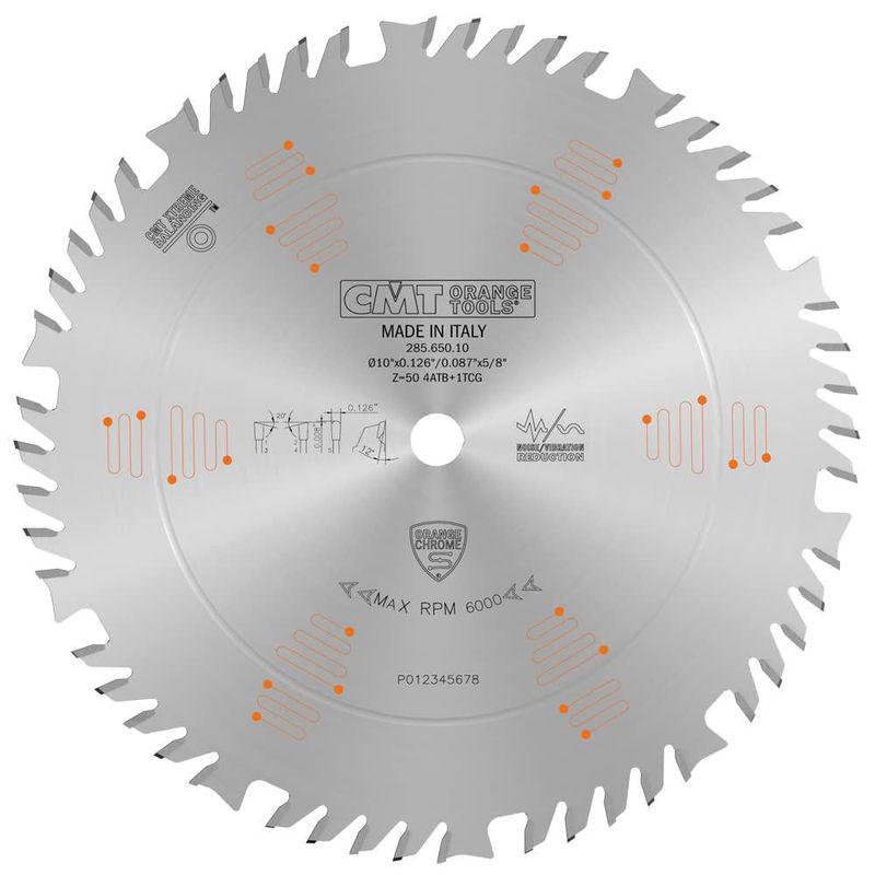 Hoja de sierra CMT 10" 50T ATB+TCG Naranja cromo