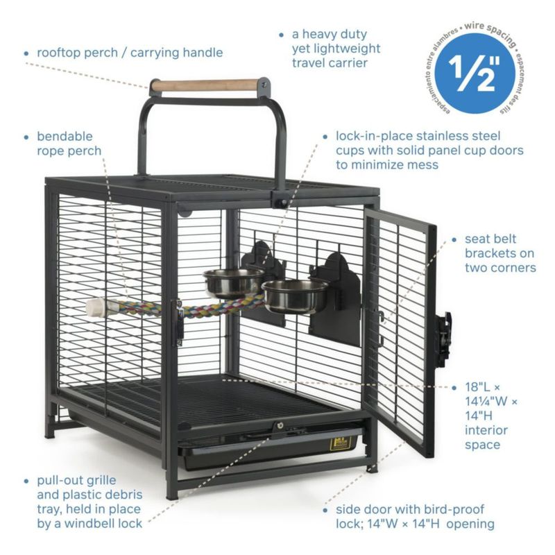 Travel Carrier Prevue Pet Products for Birds Black 18.8 L