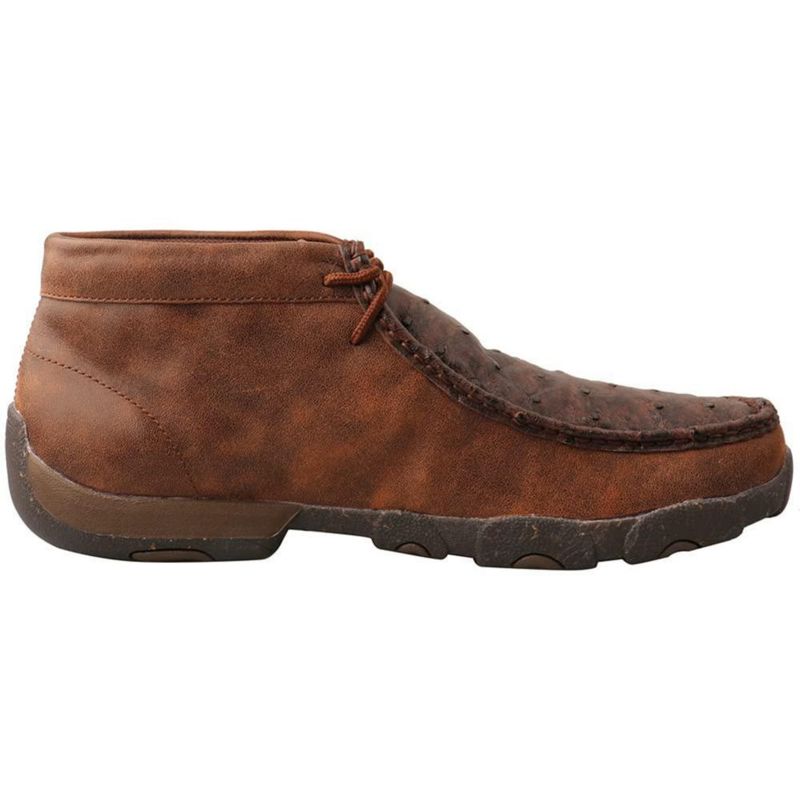 Botas Chukka Driving Moc Twisted X Marrón con Avestruz Talla 11