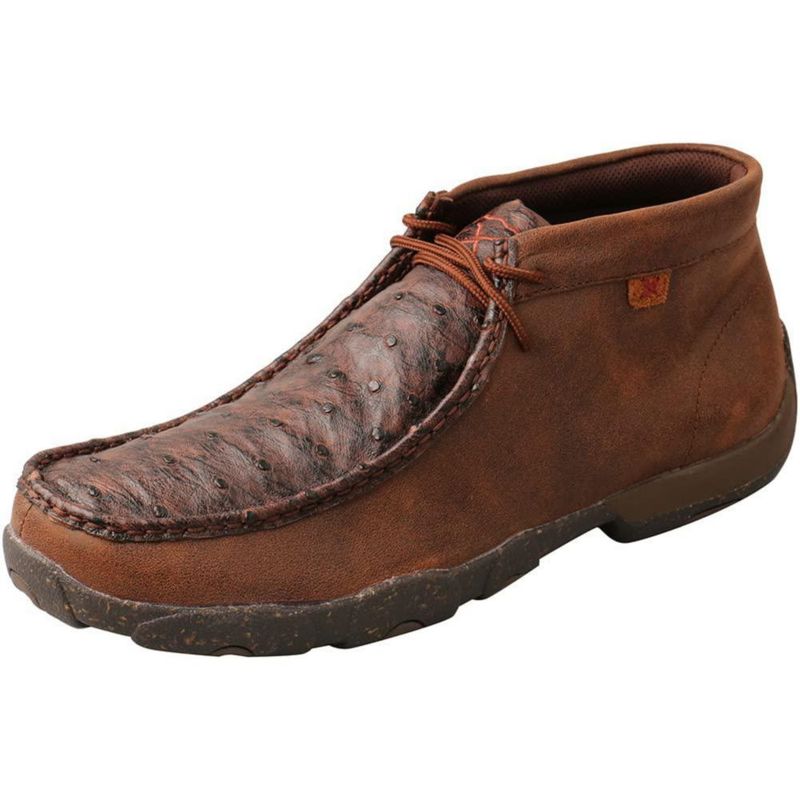 Botas Chukka Driving Moc Twisted X Marrón con Avestruz Talla 11