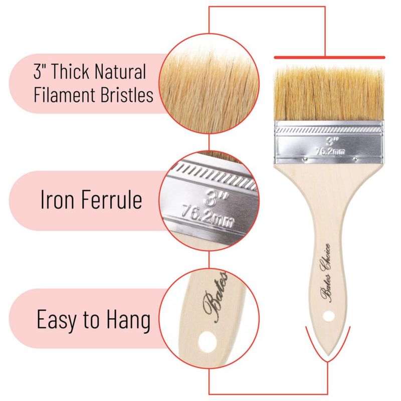 Pincel de pintura Bates Choice 76 cm juego de 6 cerdas naturales